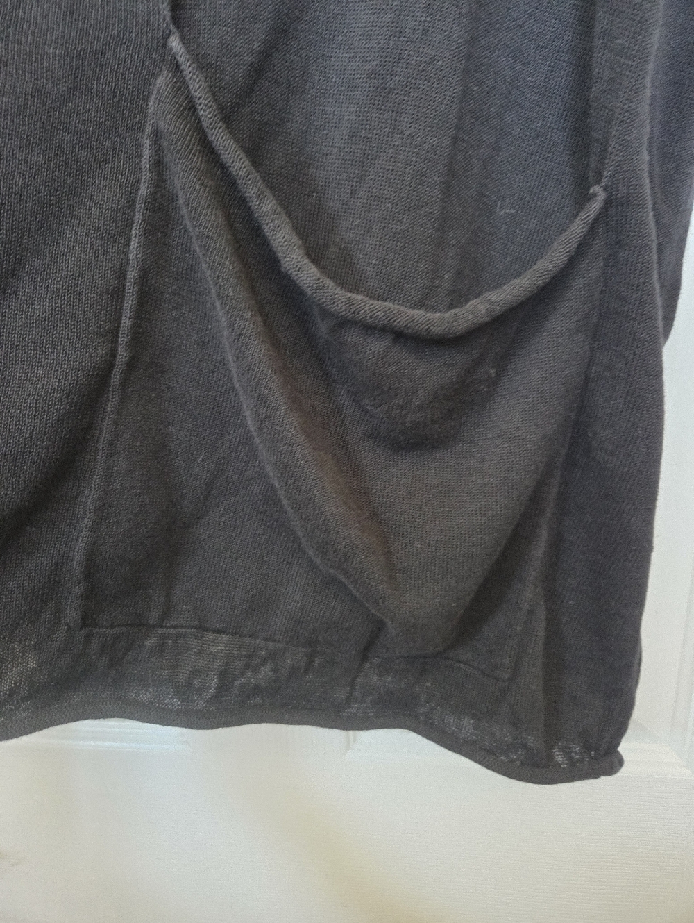 Eileen Fisher Black V-Neck Boxy Organic Linen Cotton Short Sleeve Pocket Top Med - Picture 6 of 8